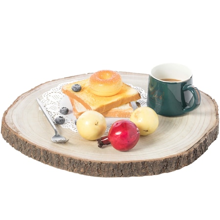 Barky Natural Wood Slabs Rustic Ornament Slice Tray Table Charger - 16 Inch Dia